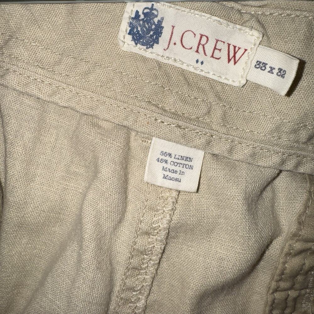 J Crew Men's Linen Blend Chino Pants Size 33x32 Tan Beach Coastal Old Money - Picture 3 of 7